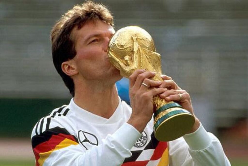 Lothar Matthaus kissing World Cup