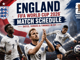 England FIFA World Cup 2026 Match Schedule=
